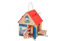 Drewniany domek manipulacyjny z zamkami Lisek Włamywacz Lilliputiens 
