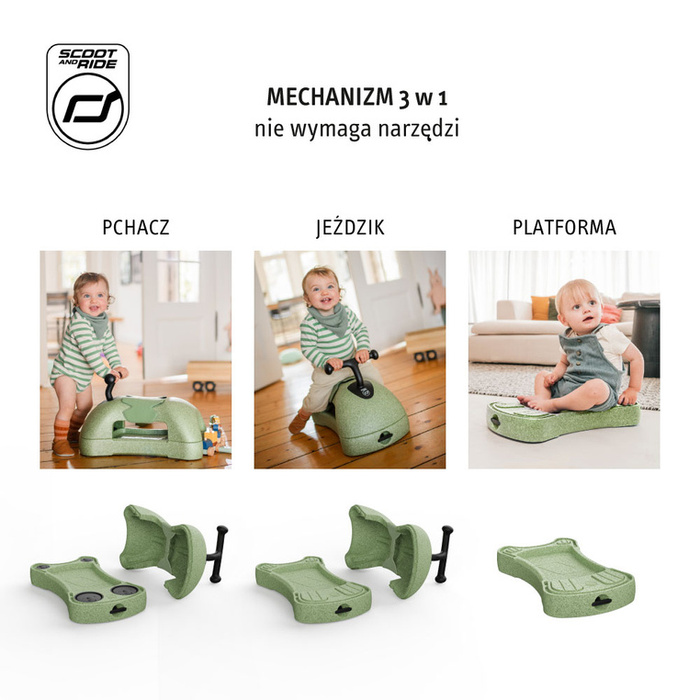 SCOOTANDRIDE My First Ewolucyjny jeździk pchacz 3w1 6 m+ Olive