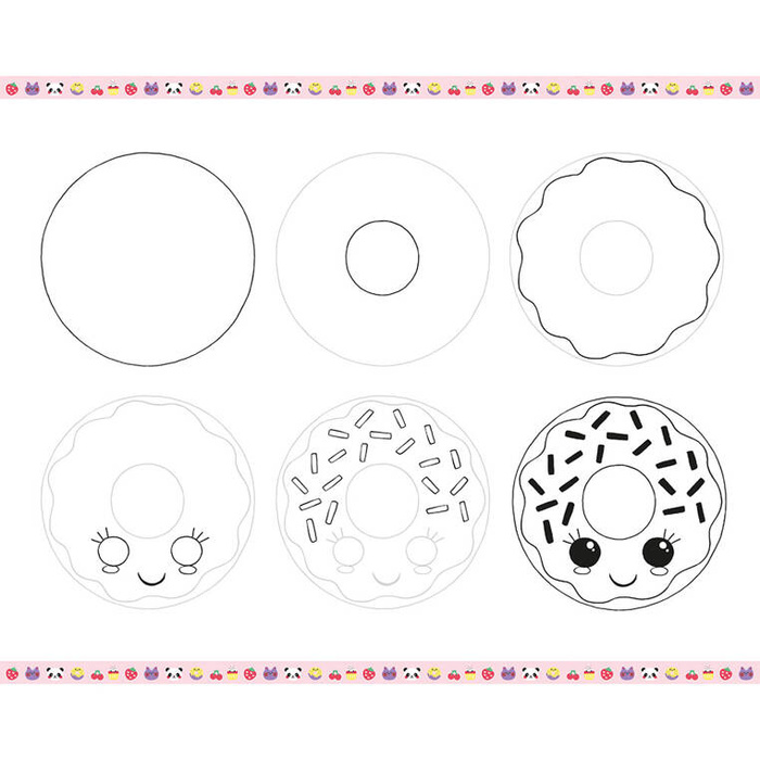 Zestaw kreatywny dla dzieci Rysowanie krok po kroku Modele kawaii Janod