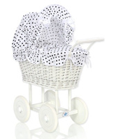 Biały wózek wiklinowy dla lalek Elena My Sweet Baby