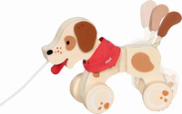 Drewniany piesek Max zabawka do ciągnięcia Goki
