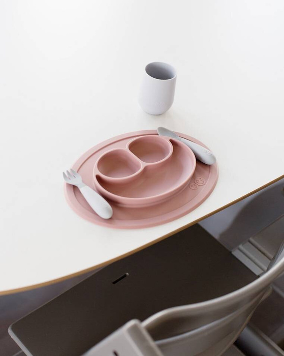 Komplet silikonowych sztućców Mini Utensils pastelowa szarość EZPZ