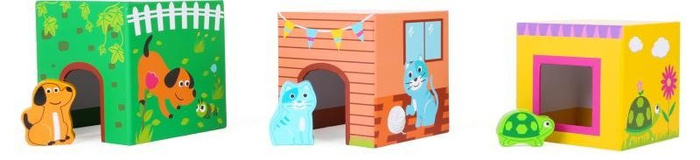 Kolorowa wieża z pudełek z figurkami Zwierzęta Small Foot