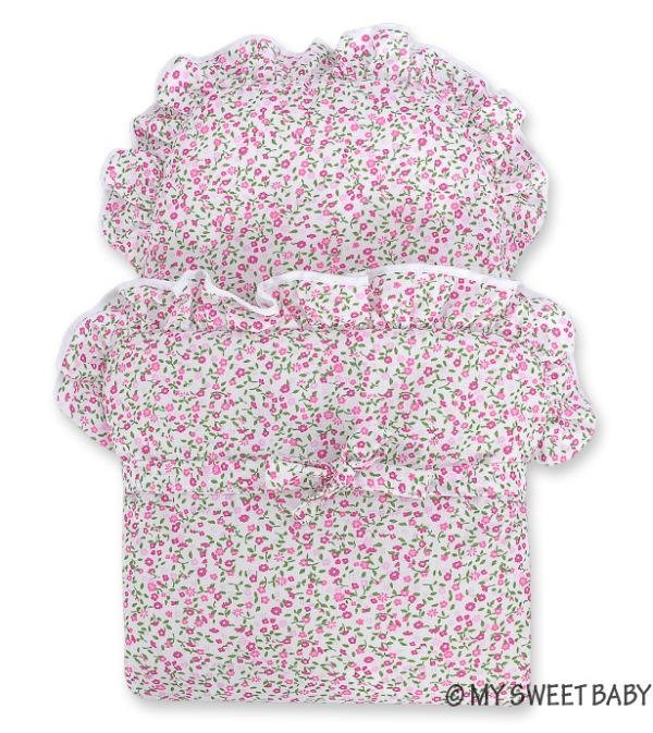 Biały wózek wiklinowy dla lalek Klara My Sweet Baby