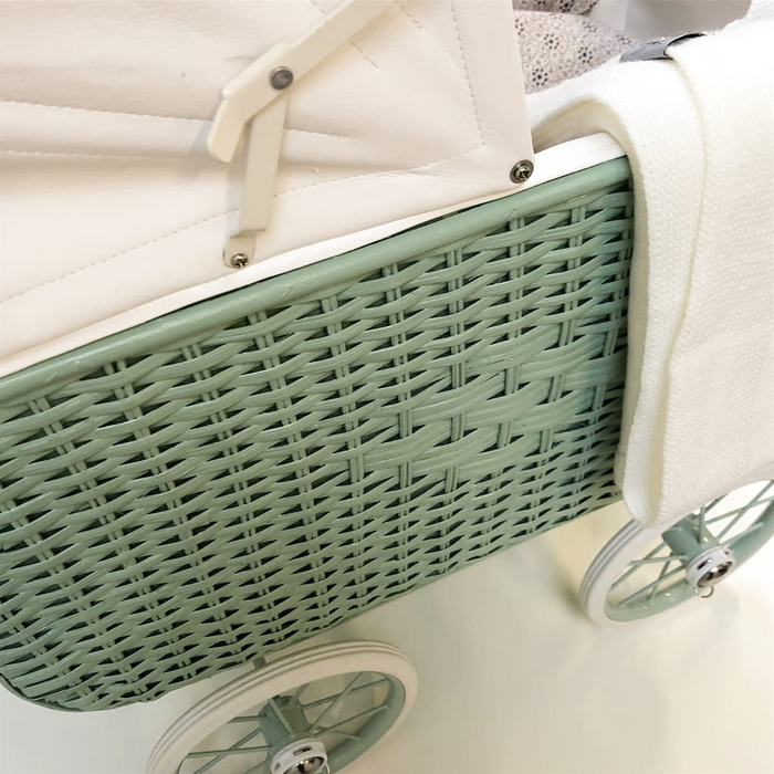 Wózek zabawkowy Doll Pram Retro Rattan Green Astrup