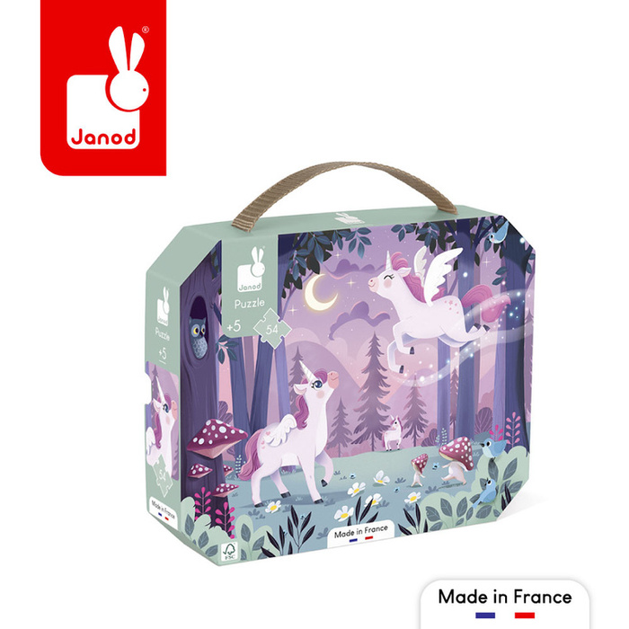 Puzzle w walizce Jednorożce 54 el. Janod