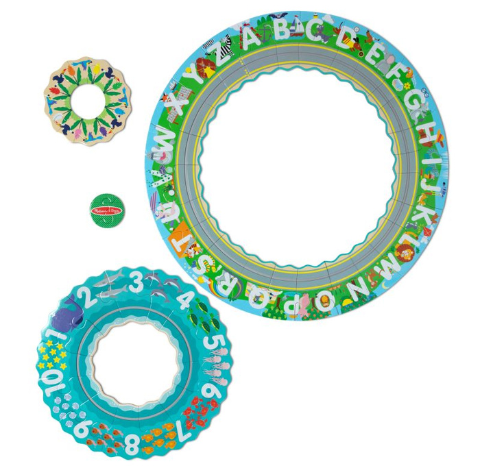 Układanka podłogowa z dwoma nakręcanymi pojazdami Melissa & Doug