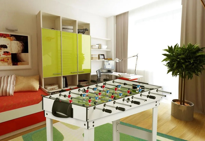 Piłkarzyki, tenis, bilard, cymbergaj. Duży stół do gry 4w1