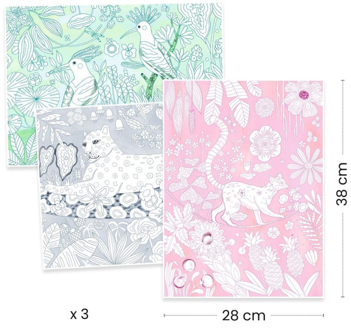 Obrazy do kolorowania w teczce Dżungla Djeco