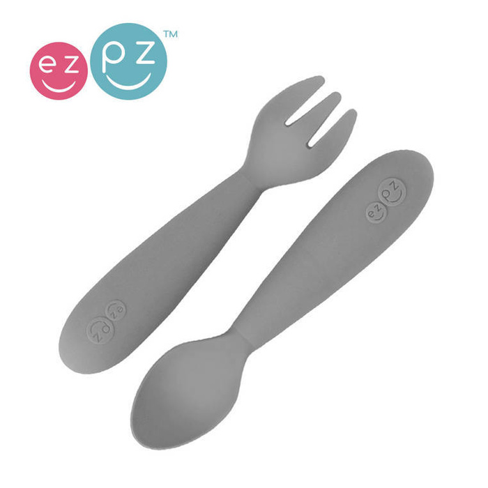 Komplet silikonowych sztućców Mini Utensils szary EZPZ