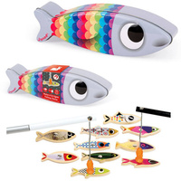 Zestaw do łowienia magnetyczny drewniany 10 rybek Sardynka, JANOD