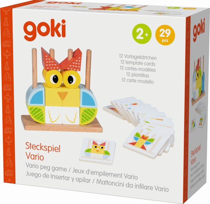 Drewniana układanka Vario peg 12 wzorów Goki