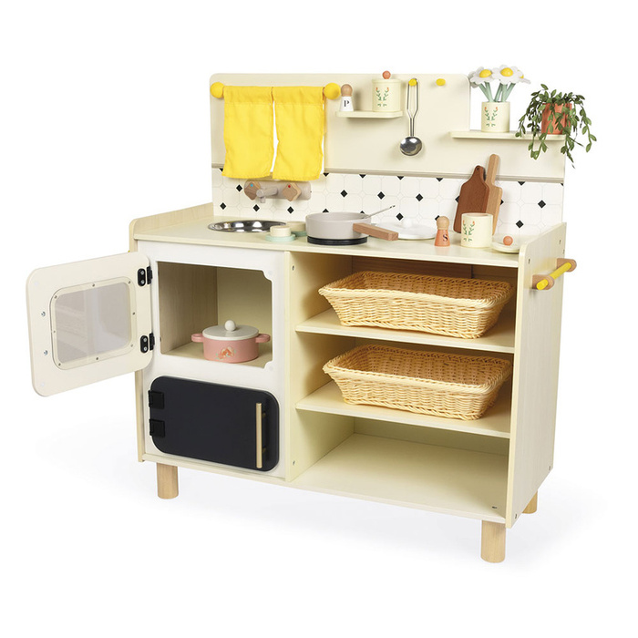 Duża drewniana kuchnia dla dziecka z 19 akcesoriami Shiny Grandma Janod