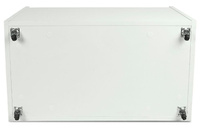 Biała drewniana skrzynia na zabawki i ławka XXL z kołami