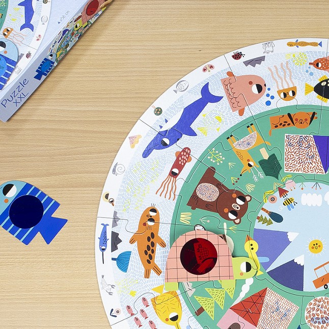 Puzzle okrągłe XXL Odkrywaj zwierzątka Goula