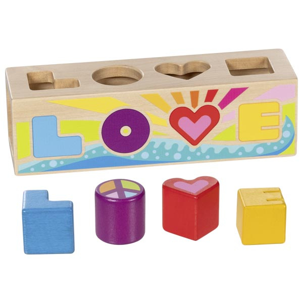 Kolorowy sorter kształtów drewniany LOVE Goki