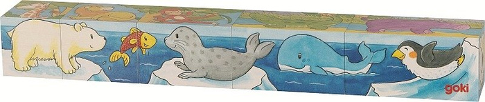 Drewniane klocki z obrazkami Safari i Arktyka Goki