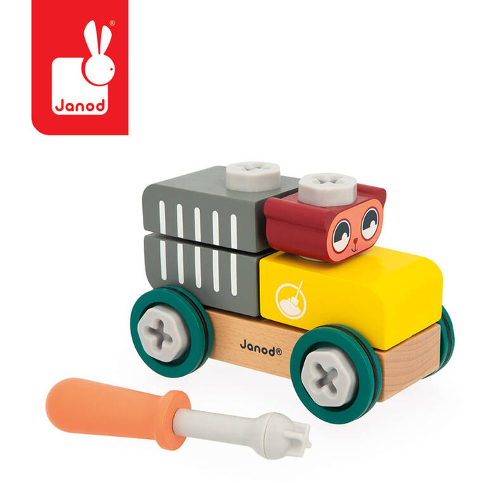 Autko drewniane cysterna do samodzielnego składania Miś Brico Kids Janod
