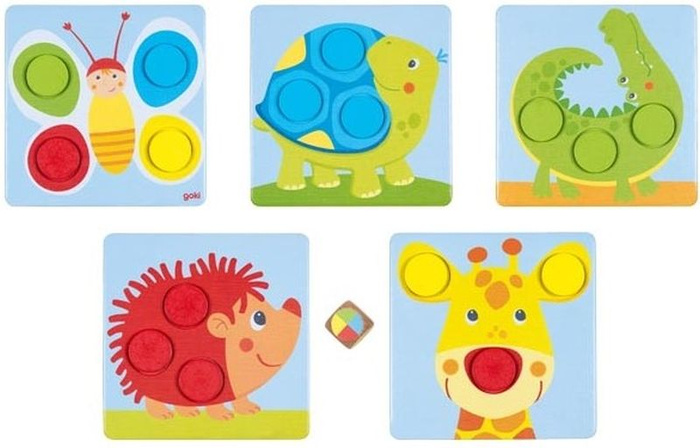 Drewniana gra edukacyjna sortowanie kolorów Żyrafa Goki