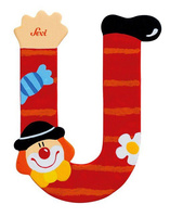 Drewniana literka. Klaun "U", Sevi