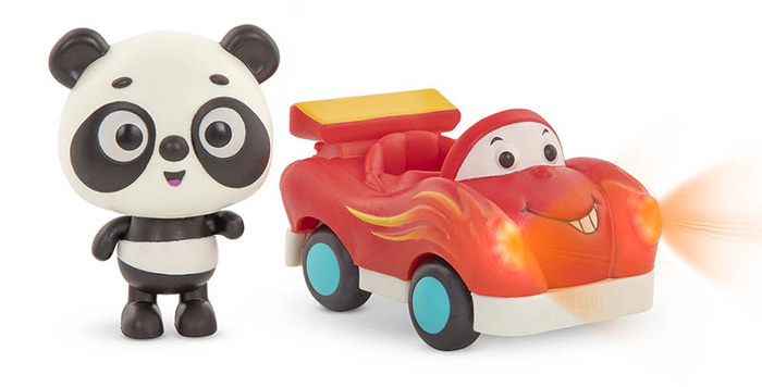 Zestaw miękkich autek sensorycznych do rączki Light Up Cars B.toys