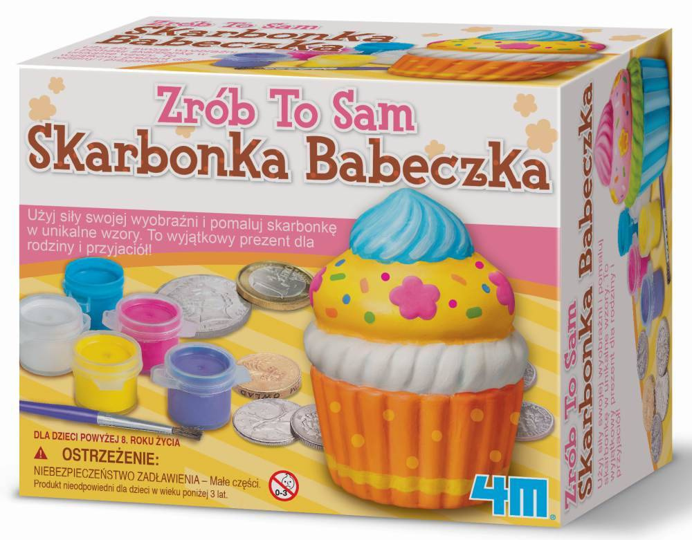 Kreatywne Zabawki Zrób To Sam Zrób to sam - mini skarbonka babeczka 4M, zestaw kreatywny | Zabawki